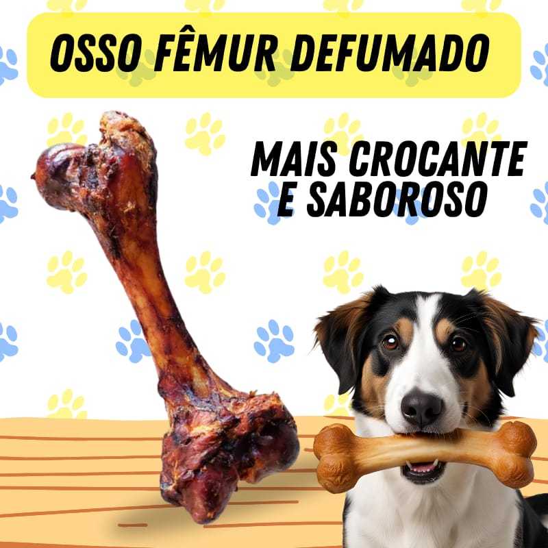 Foto de Osso Pet Petisco Cachorro Mordedor Defumado Para Cachorro Fêmur - 18,5 cm