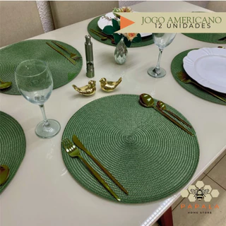 Kit 12 Unidades Jogo Americano Para Mesa Luxo Redondo Sousplat Para Pratos