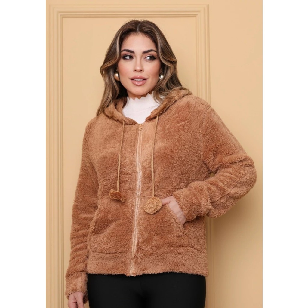 Blusa Frio Feminina Moletom Pelinho Blusa De Frio Feminina Com