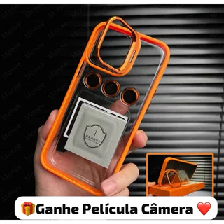 Capinha Case Premium Magsafe Suporte Câmera Brinde Película Câmera iPhone variações