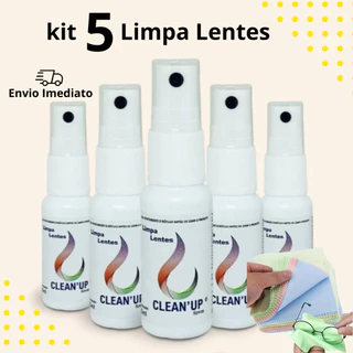 Kit 5 Limpa Lentes Óculos Celular com 5 Flanelas Limpa Tela Tv Plasma Celular Notebook Spray Câmera iPad LCD
