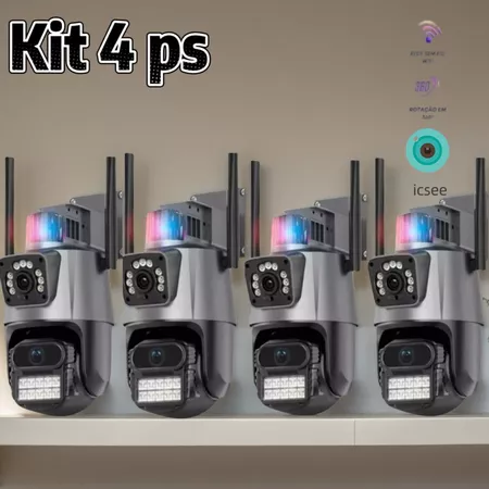 Kit Câmera De Segurança WiFi ICSEE Externa Lente Dupla Com Sirene Full Hd Wifi Visão Noturna App Icsee