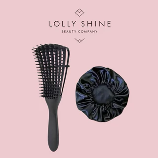 Kit De 1 Escova Polvo + 1 Touca de Cetim comum Cuidados Com o Cabelo CORES SORTIDAS