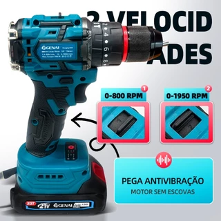 Brushless Parafusadeira Furadeira 21V 2 Baterias Com Maleta Completo 70N.m