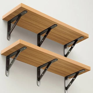[2 Pcs] Suporte Mão Francesa Retrátil PAR Dobrável Reforçada Tampo Mesa - Varios TAMANHOS Preto E Branco