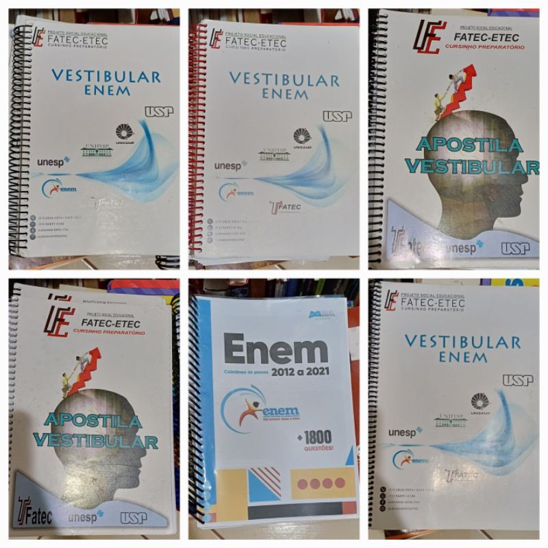 Kit 6 Apostilas para Vestibular e Apostila com 1800 Questões do ENEM de ...