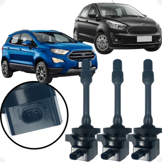 Kit 3 Bobinas de Ignição Caneta Seca Lápis 2 Pinos Ecosport Ka 1.5 3cc 2017 2018 2019 2020 2021 2025