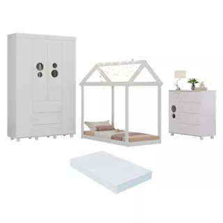 Quarto Infantil com Cama Montessoriana e Colchão Incluso Pimpolho Multimóveis MX4270