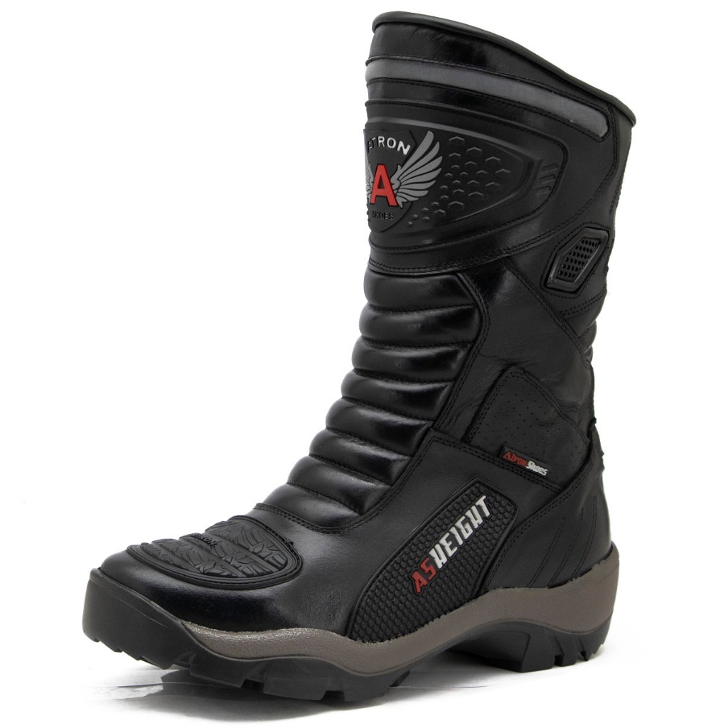 Bota Cano Alto Profissional Motociclismo Couro Legitimo 9cm mais alto - 951