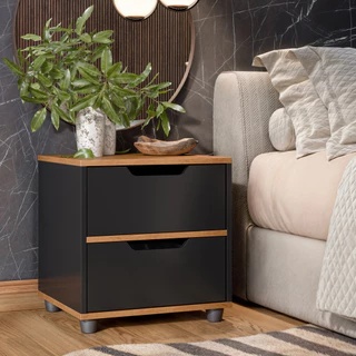 Mesa de Cabeceira Moderna Mesinha Lateral Cama Pequena 2 Gavetas Canto Quarto Casal Solteiro Prime