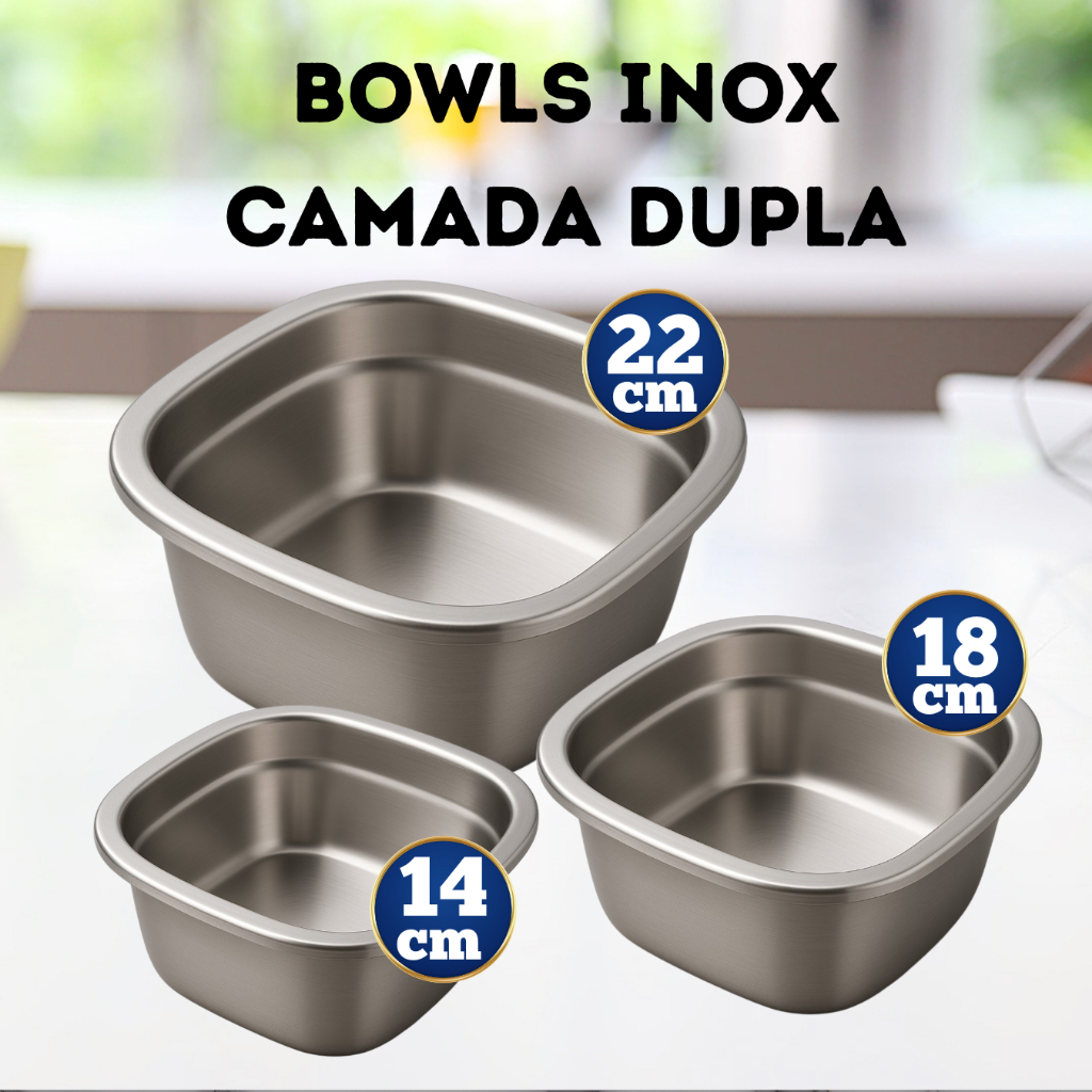 Bowl Inox Luxo Tigela Profissional Camada Dupla Bacia Salade