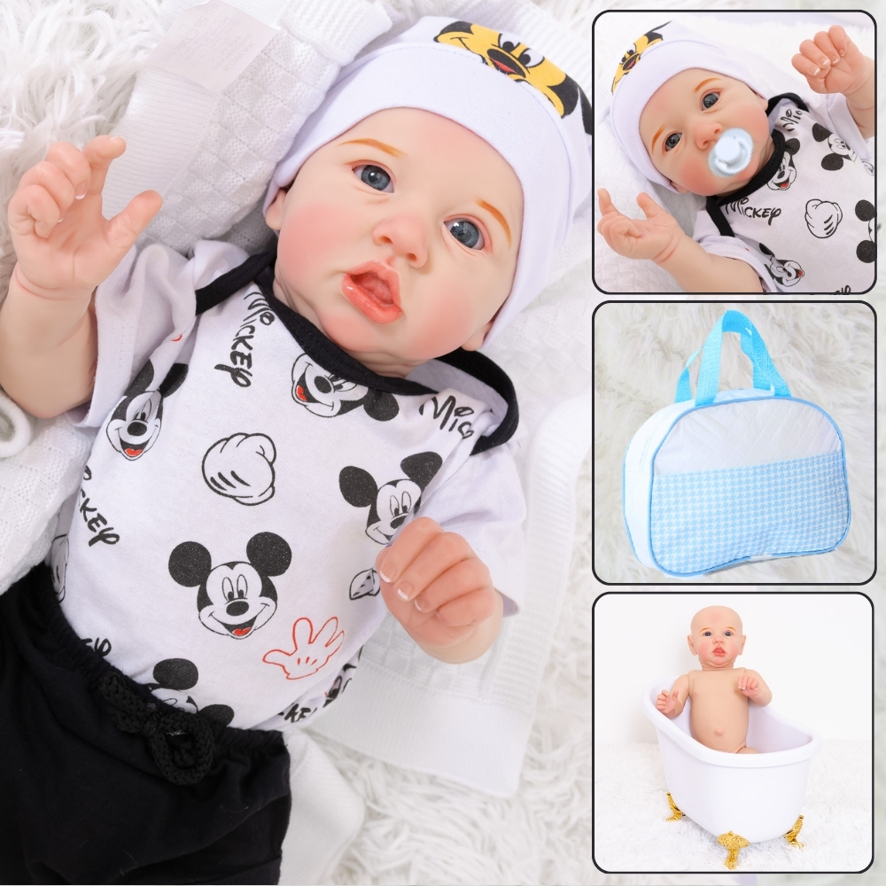Reborn Bebê Menino Realista Saskia Mickey Recém-Nascido Corpinho Em ...