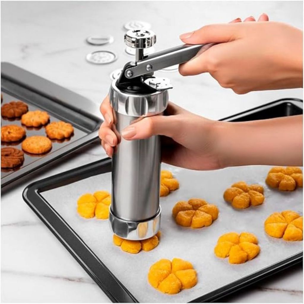 Maquina Biscoiteira Manual Fazer Biscoito Bolacha 10 Moldes e 3 Bicos ...