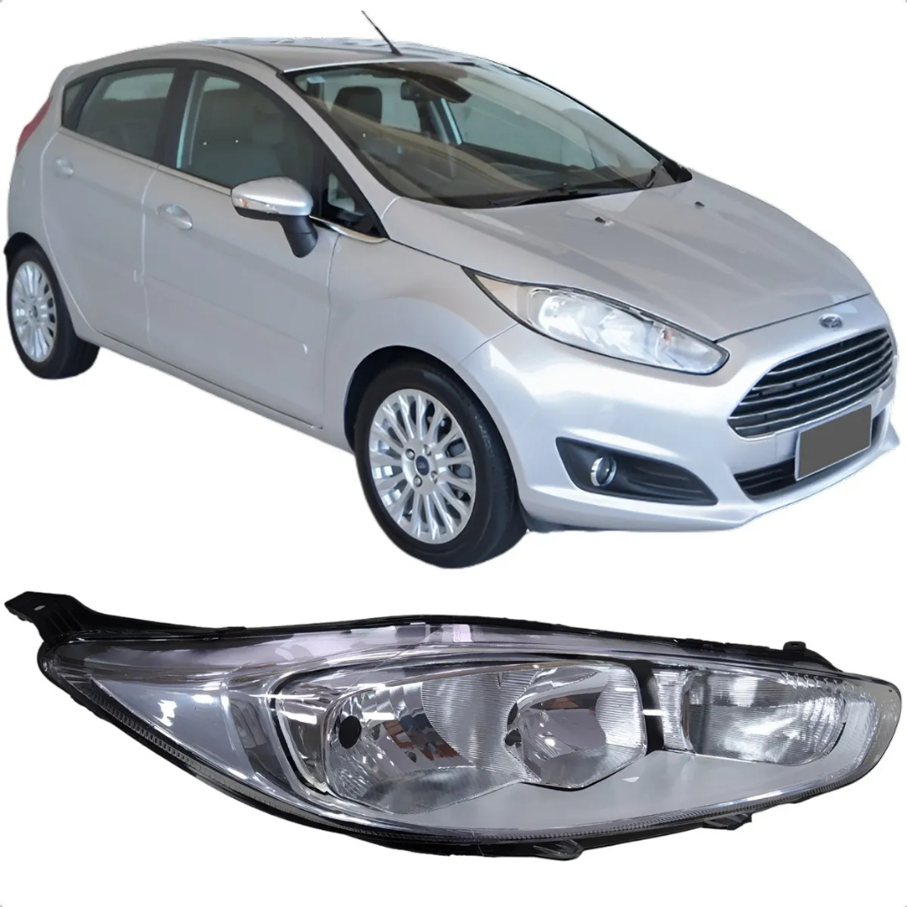 Farol New Fiesta Hatch 2014 2015 2016 2017 2018 Cromado | Shopee Brasil