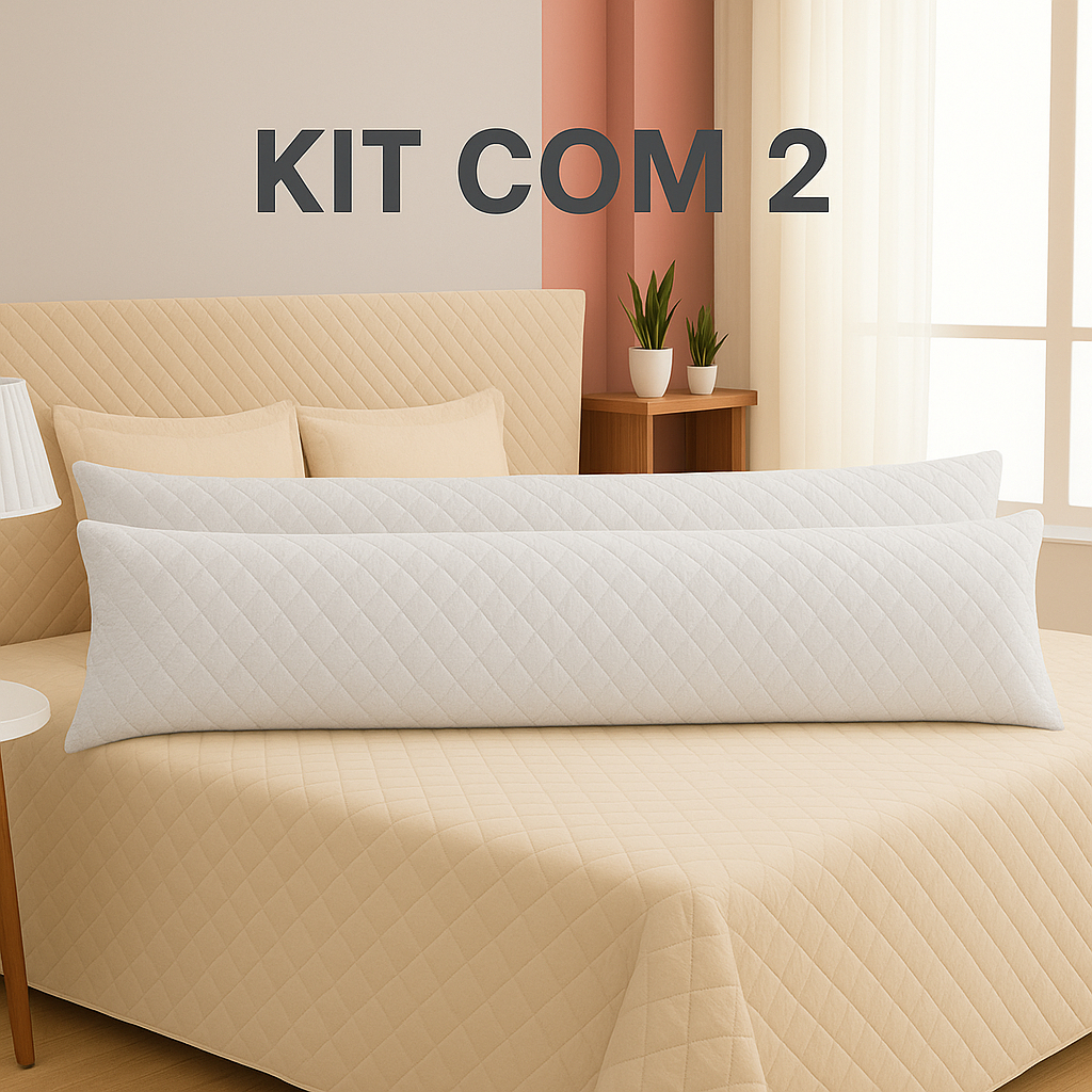 Kit 2 Travesseiros de Corpo Body Pillow Percal 100% Algodão Conforto ...