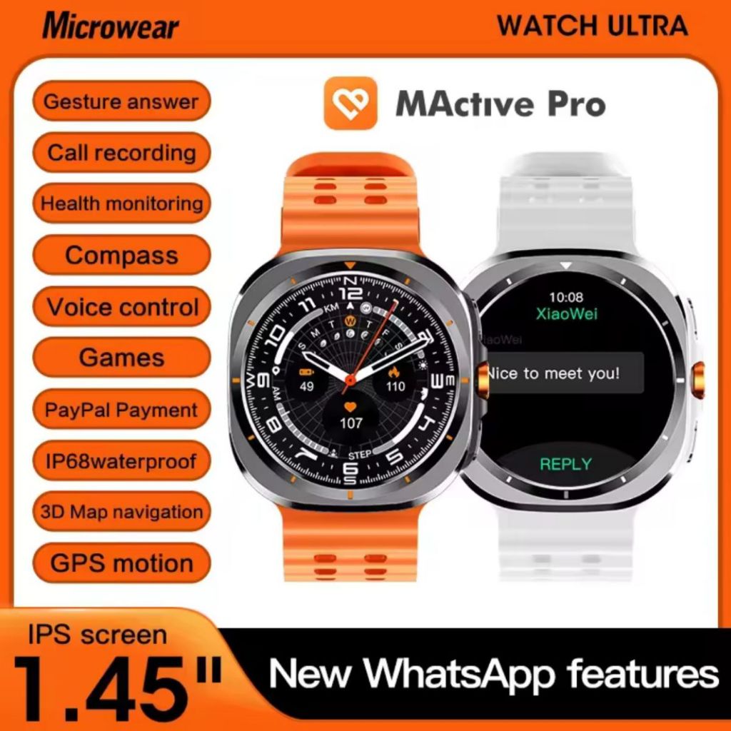 Smartwatch MA27 Ultra 47mm Amoled NFC GPS IP68 Prova D'água Compatível ...