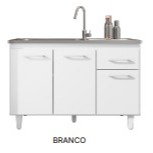 Balcão de Pia Cozinha Moveis Planejados 118x82x50CM MDF 15MM Linda Moderna Casa(BALCAO PIA FRANÇA BRANCO)