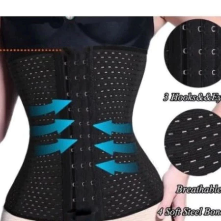 Cinta elastique feminina preta com detalhes em rosa