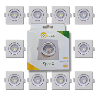 Kit 10 Spots LED Embutir 5W Quadrado Luz Fria ou Quente | Bivolt, Econômico, Alta Eficiência