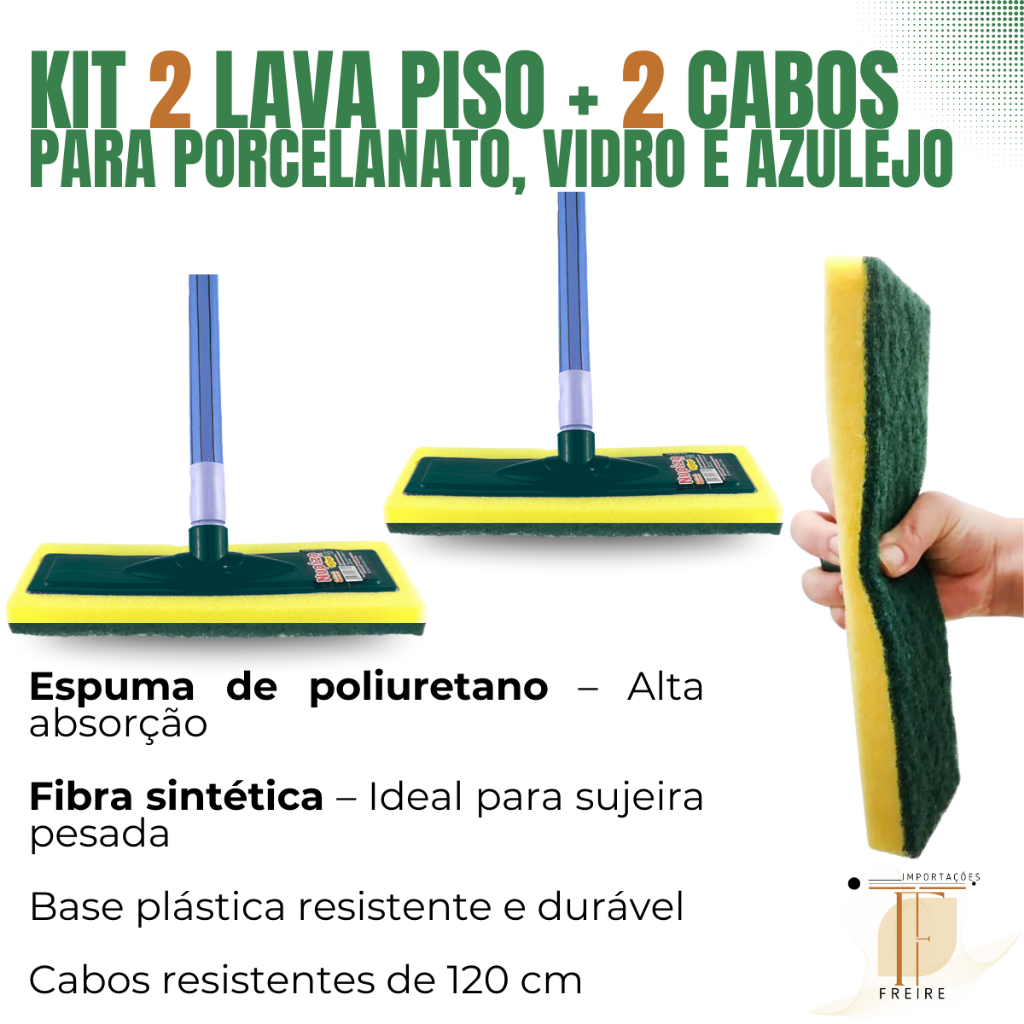 Kit com 2 unidades Lava Azulejo com Cabo Esponja para Limpar