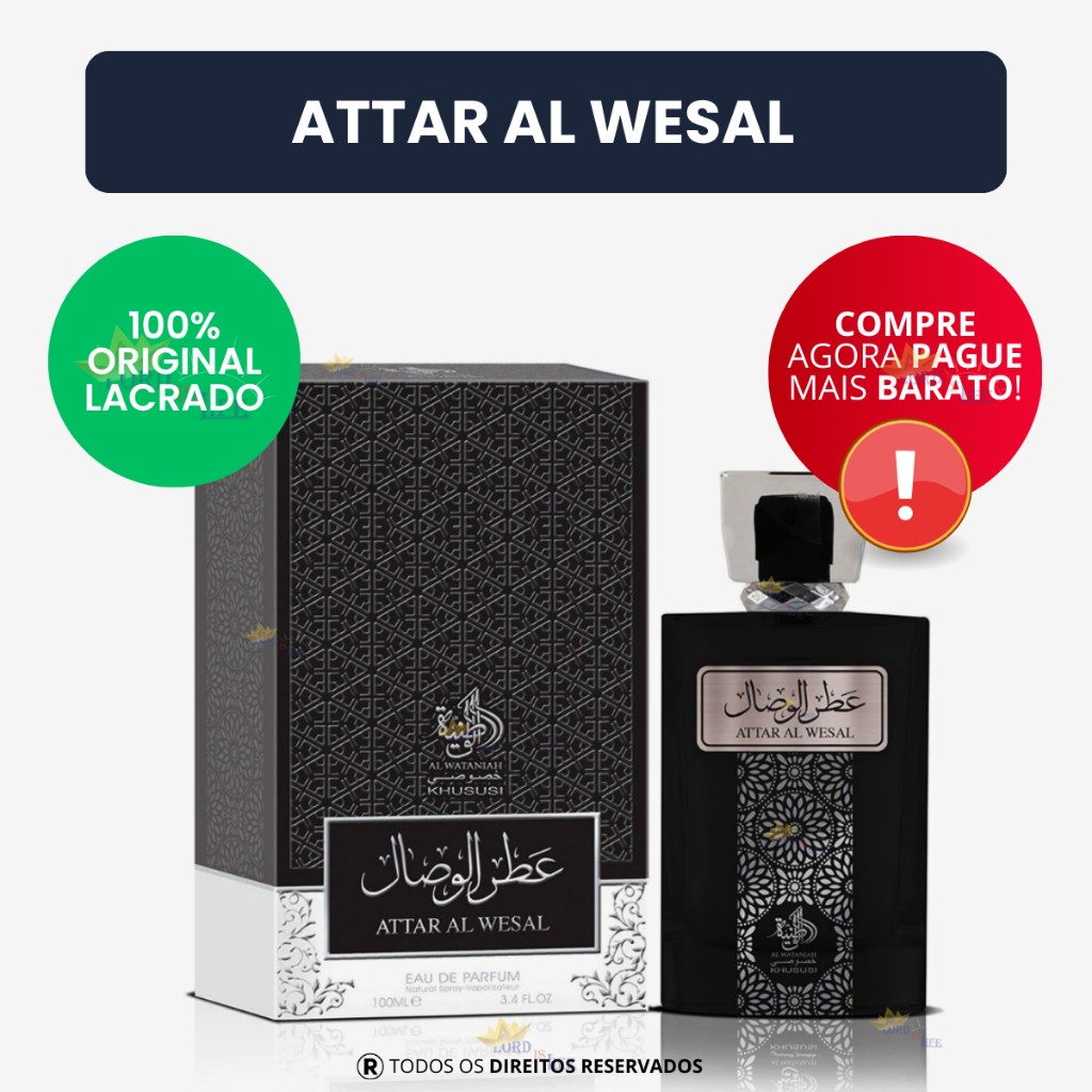 Perfume Arabe Masculino Attar Al Wesal Al Wataniah 100ml Eau de