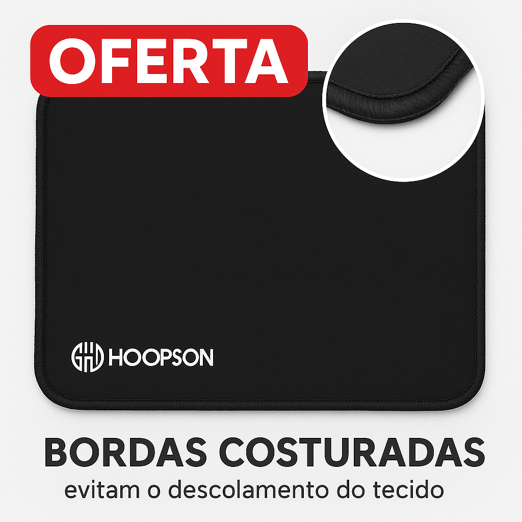 Mouse Pad Gamer Escritório Antiderrapante Tecido Precisão com Borda Costurada e Alta Durabilidade