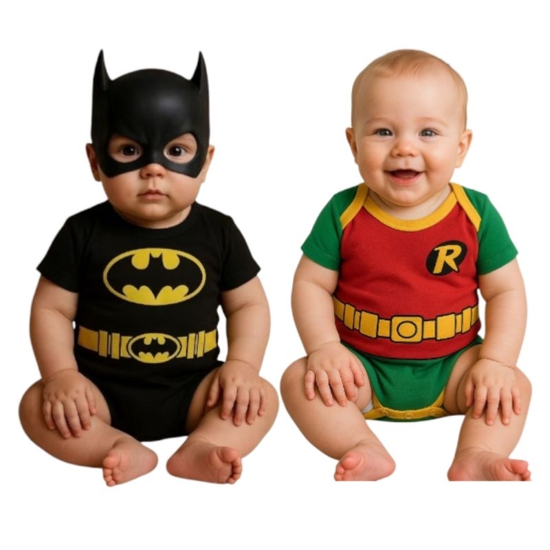 Body Bebê Batman e Robin | Fantasia Super-Heróis 3 a 12 Meses | Shopee ...