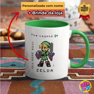 Caneca The legend of Zelda Link Personalizada + MIMO: Porta Copos/Mousepad/Toalhinha/Chaveiros Mod05