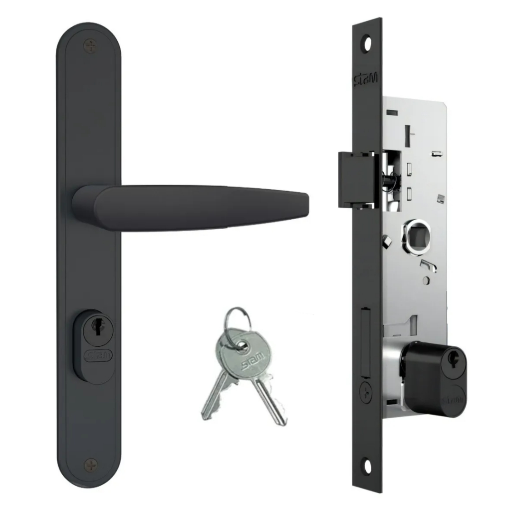 Fechadura 601/33 para Porta de Aluminio c/ 2 Chaves Stam - Preto