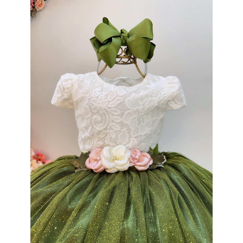 alexandra saint mleux green dress Baby Girls Olive Green Dress main image 1