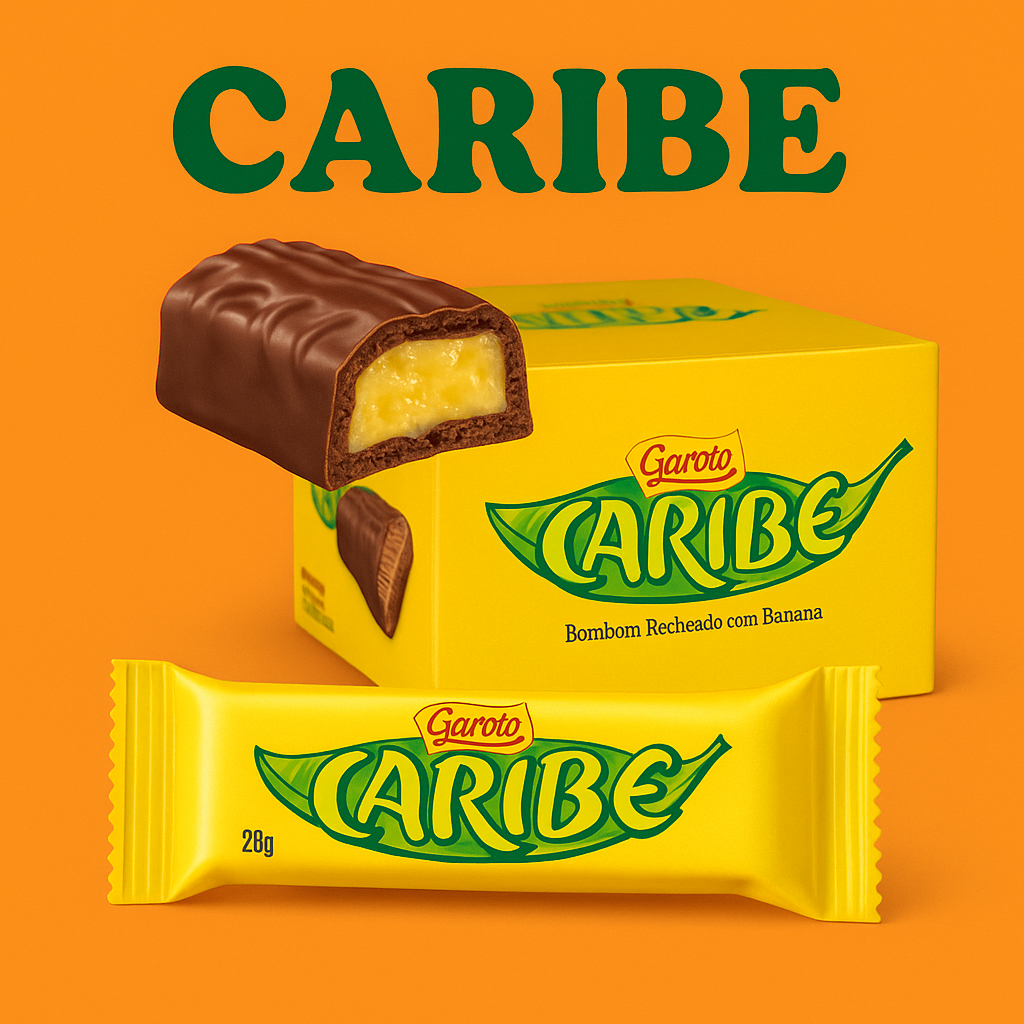 Bombom Chocolate Garoto Caribe Banana 28g Caixa com 30 Unidades ...
