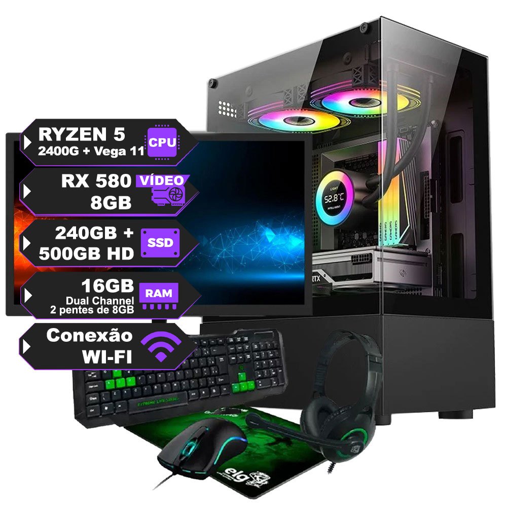 Tour PC Gamer Corsair RX580 / Ryzen 5, 32Go RAM, 3To + 500Go SSD (occasion)
