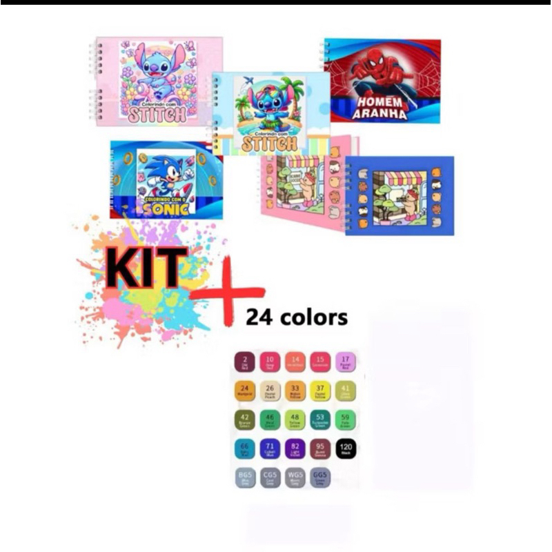 Conjunto de livros de colorir Bobbie Goods, capa dura + 24 marcadores coloridos