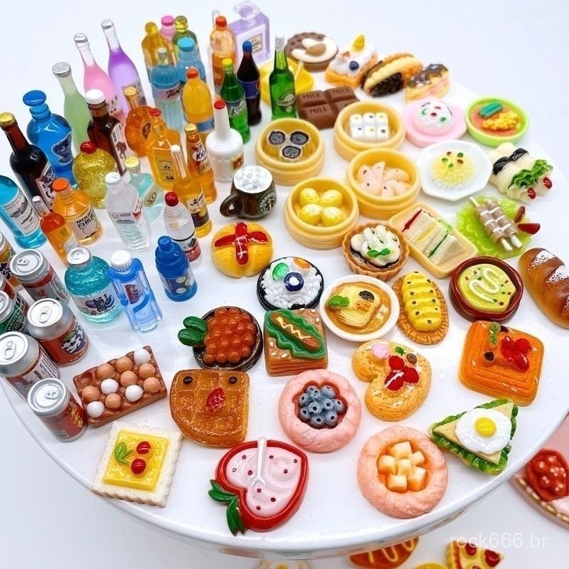Kit Miniatura Comida Bebida Boneca Cozinha Supermercado Casa De Boneca