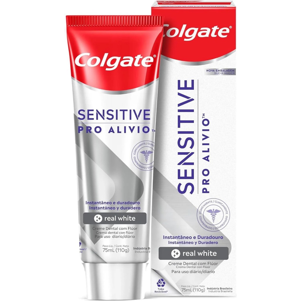 Kit 2 Creme Dental Colgate Sensitive Pro-Alívio Real White unidade 110g ...