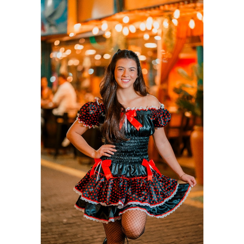 Vestido Festa Junina Ciganinha Luxo Vestido de Caipira Shopee Brasil
