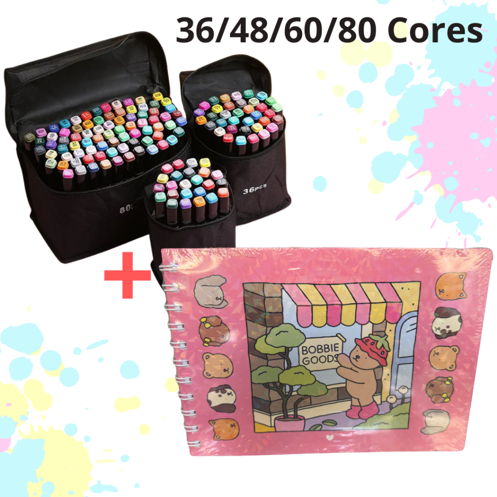 Kit Livro Bobbie Goods + Canetinha com opção de 36/48/60/80/120 cores ...