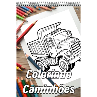 Caderno Com 50 Desenhos Para Colorir Caminhões - Tamanho A4 (21x29,7cm) #12 em Oferta na Shopee