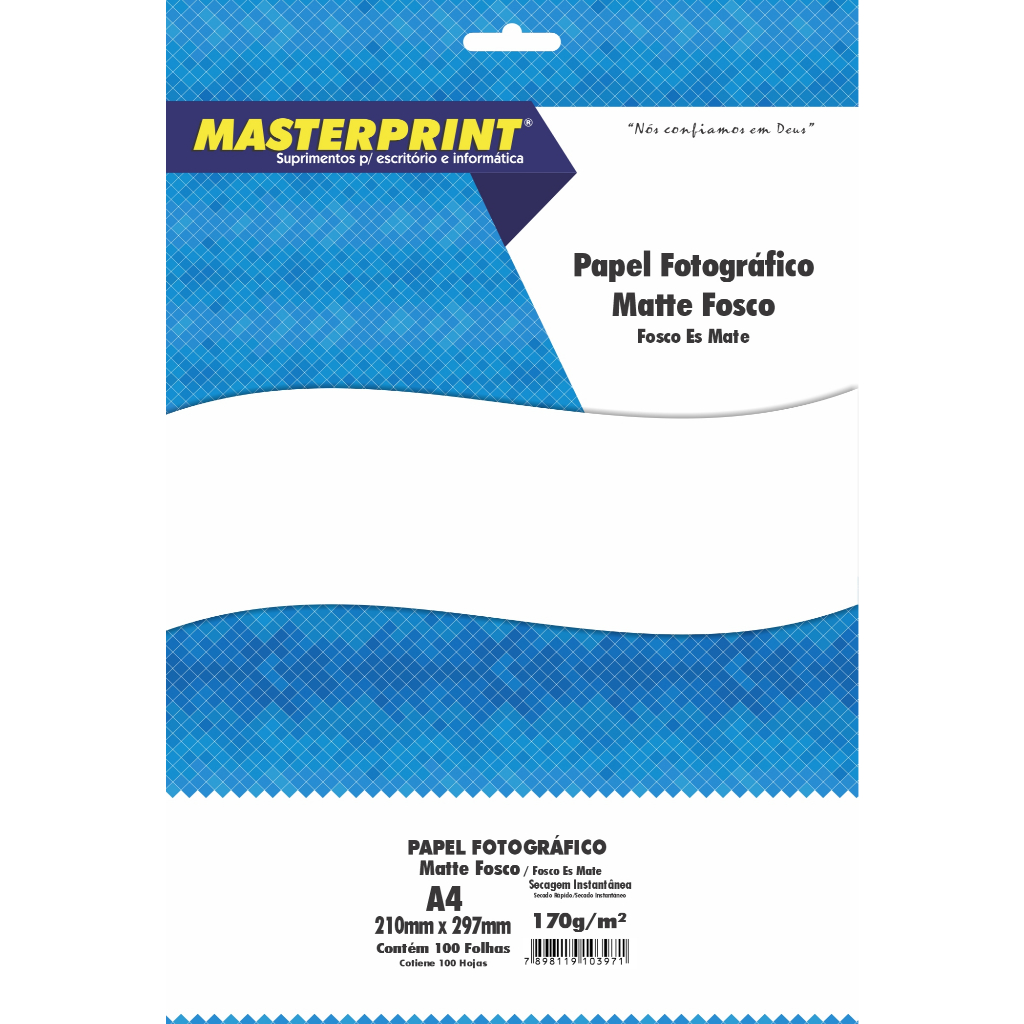 Papel Matte 170g Fotográfico Masterprint A4 - Pt C/ 100 Fls | Shopee Brasil