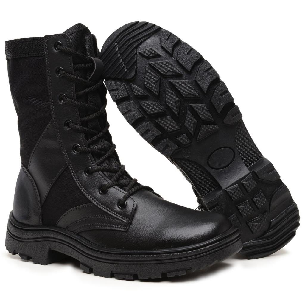 Bota Coturno Motoqueiro Militar Tático Zipper Lateral Extra Leve