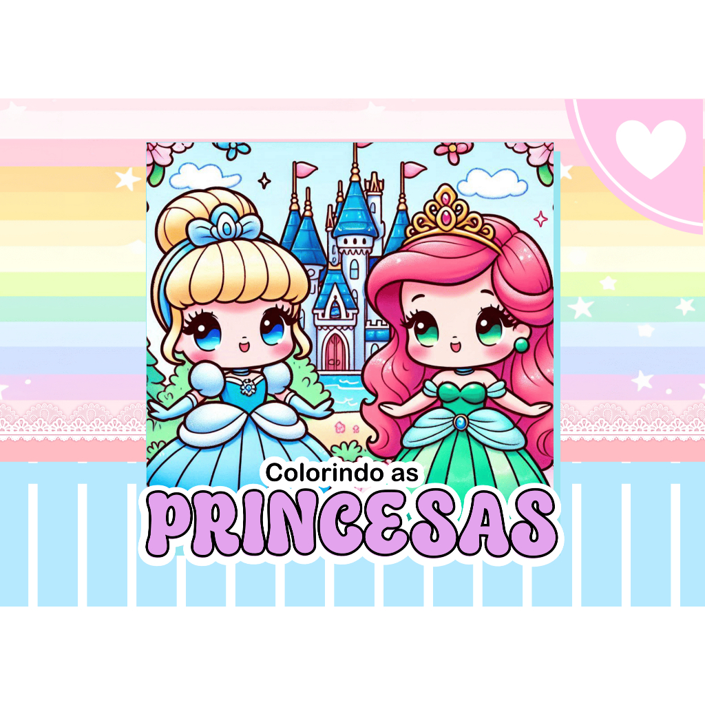 Livro de colorir|Tema Princesas - A5 50 folhas Papel 120g e capa dura ...