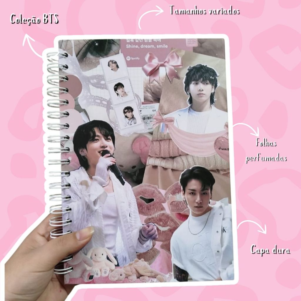 Caderno BTS rosa Jung Kook | Shopee Brasil