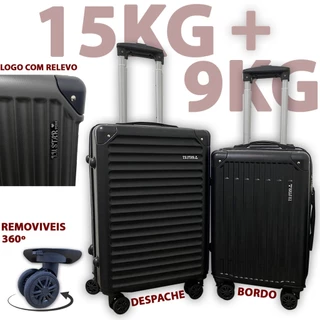 Kit 2 Malas de viagem N21 e N18 De Bordo E Despacho Roda Dupla 360 + Cadeado 15kg e 9kg Promoção