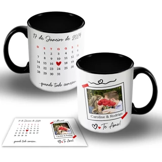 Caneca Calendário Dia dos Namorados, presente esposa, namorada, esposo, namorado