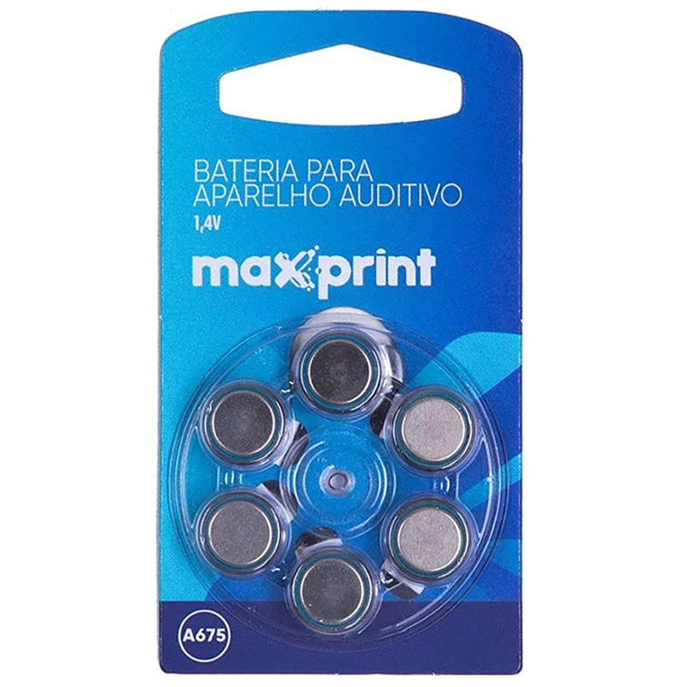 BATERIA A675 APARELHO AUDITIVO CARTELA COM 6 UNIDADES MAXPRINT | Shopee ...