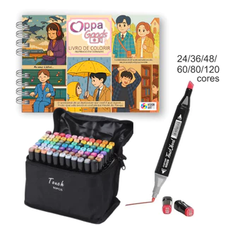 Livro Dorama Oppa Goods e Canetinhas - Ponta Dupla - Caderno de Colorir - 50 Folhas - Capa Dura em Oferta na Shopee