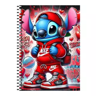 Caderno Temático Lilo E Stitch | 1 10 15 E 20 Matérias | Capa Dura Premium Escolar E Universitário Disney