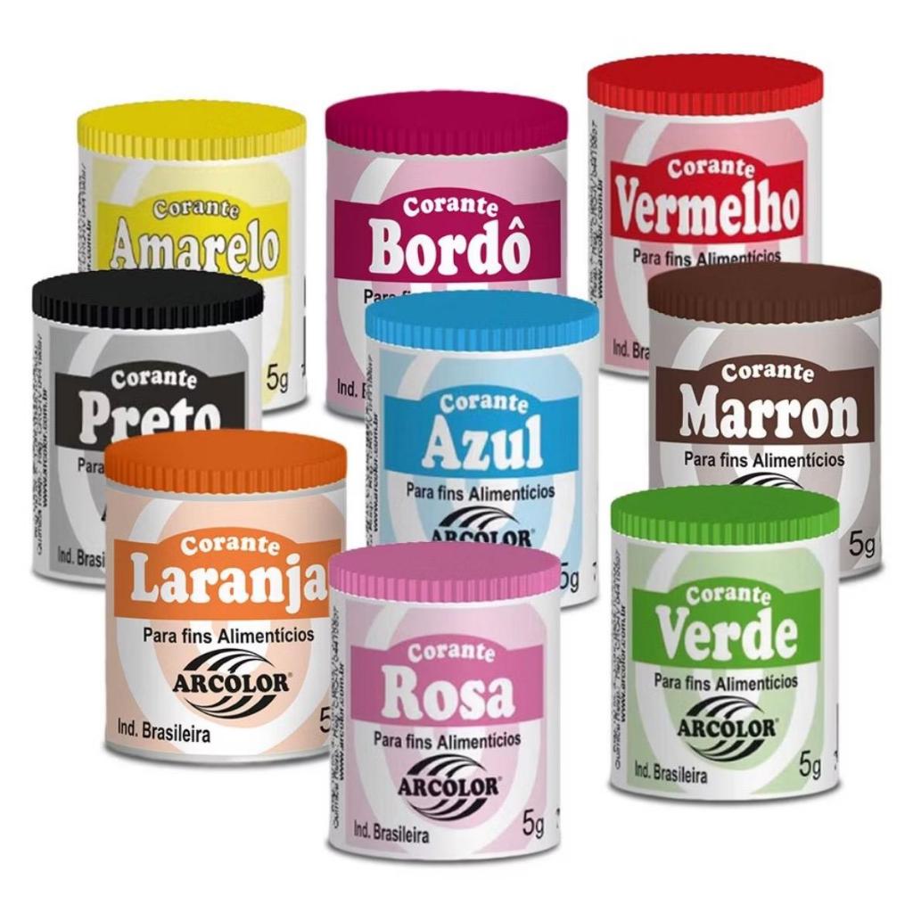 Kit 9 Corantes Alimentícios em Pó Arcolor 5gr (Leve Mais Pag