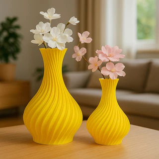 Par de Vasos Decorativos em Impressão 3D – Design Moderno Espiral para Casa ou Escritório