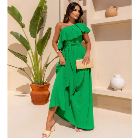Vestido longo feminino soltinho um ombro só